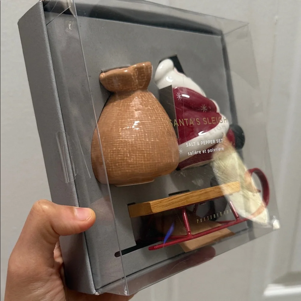 Santa's Sleigh Salt and Pepper Set Pottery Barn New Holiday Christmas Kitchen